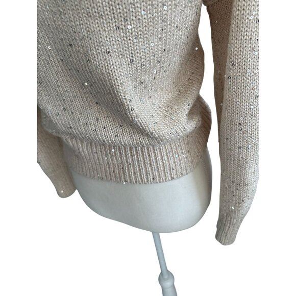J CREW Beige Sequined Metallic Pullover Sweater Size XS - Picture 8 of 9